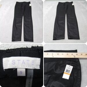 1State Dress Pant Women Small Black Coated Faux Leather Straight Bussiness 28x28